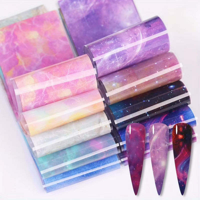 Autocollant 3D ciel nocturne galaxie 1.57x7.87 pouces pour Nail Art