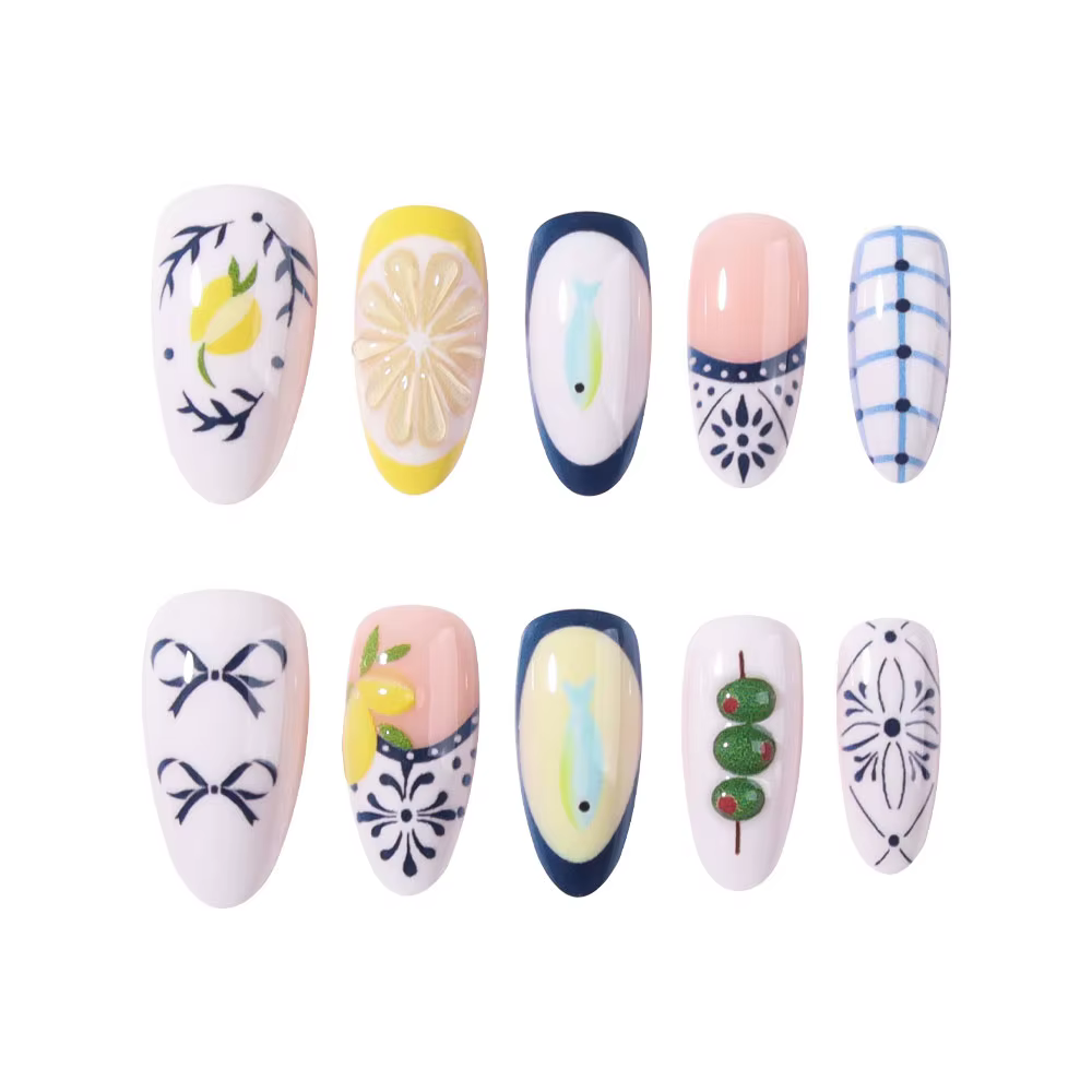 24 faux ongles press-on en acrylique