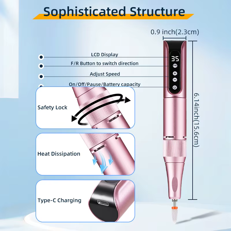 35000rpm sans fil Nail Drill Pen USB