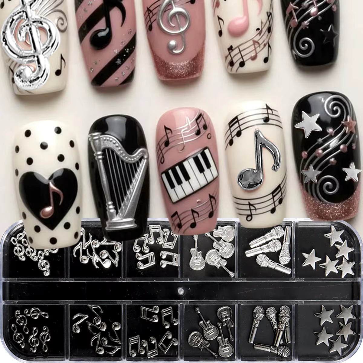 Ornements en alliage pour nail art à thème musical