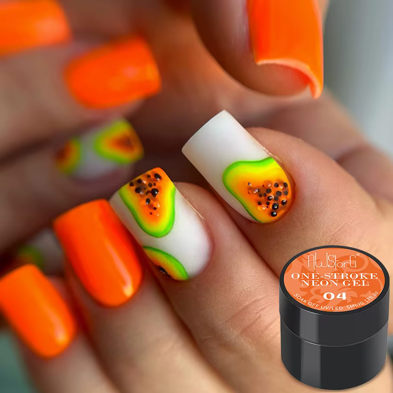AWStorG 5ml One Stroke Neon Gel Nail Polish Bright Blue Green Purple Red Yellow Orange Soak Off UV LED