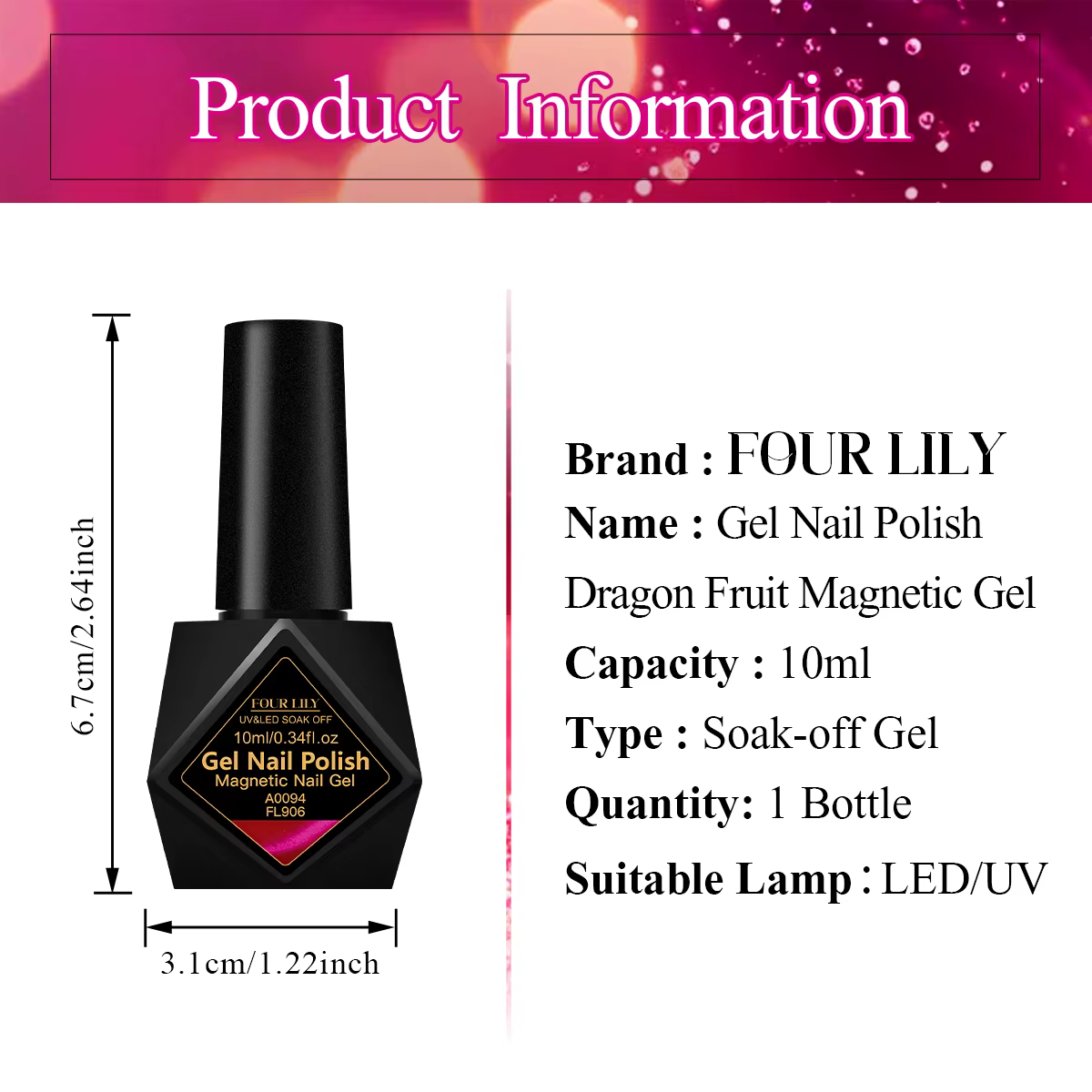 Vernis à ongles magnétique 10ml Dragon Fruit Cat