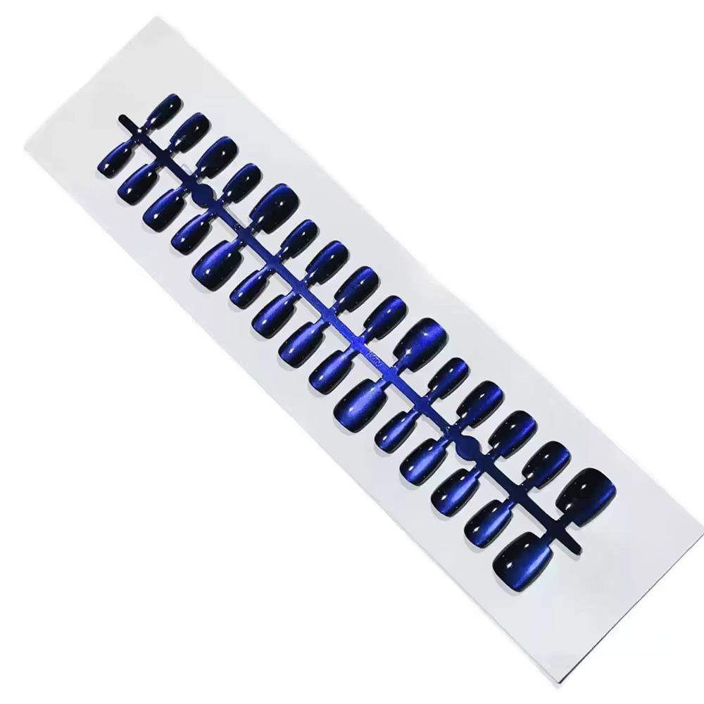 Faux ongles œil de chat bleu foncé
