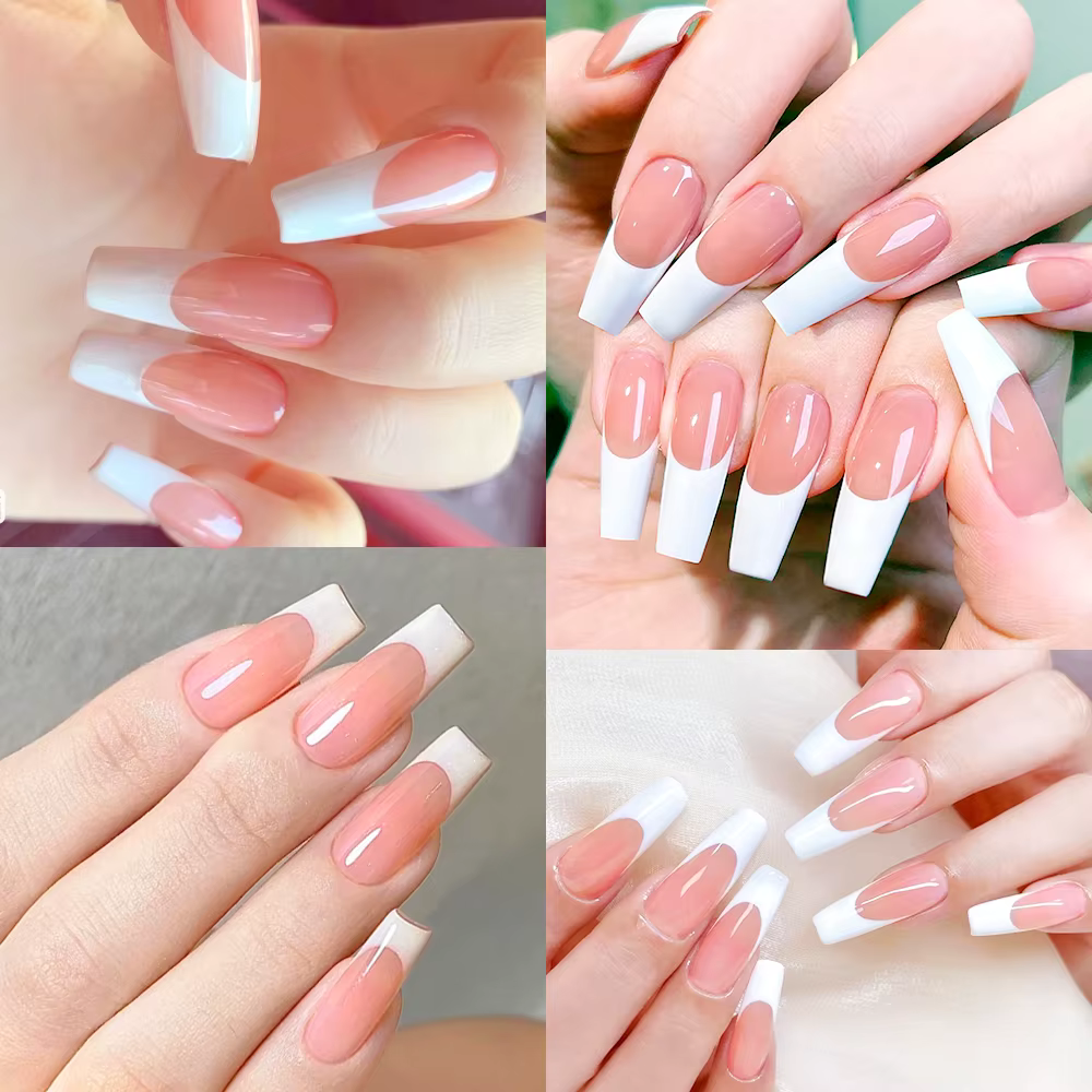 120/240 pièces de faux ongles longs forme ballerine à presser