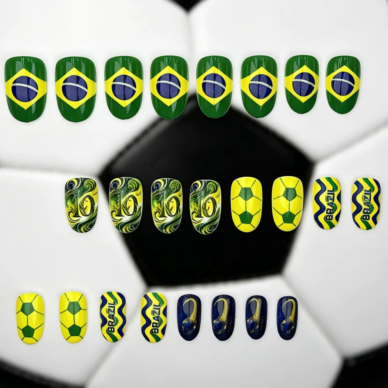 Faux ongles autocollants pour fans de football Coupe du Monde 2026