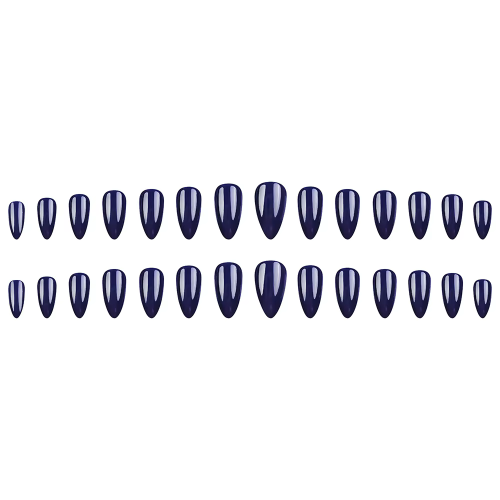 24 pièces faux ongles brillant bleu amande