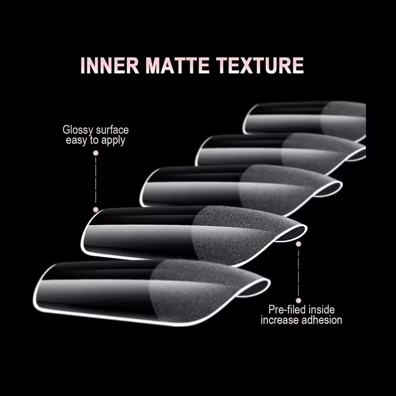 600 faux ongles carrés français semi-mat à couverture complète