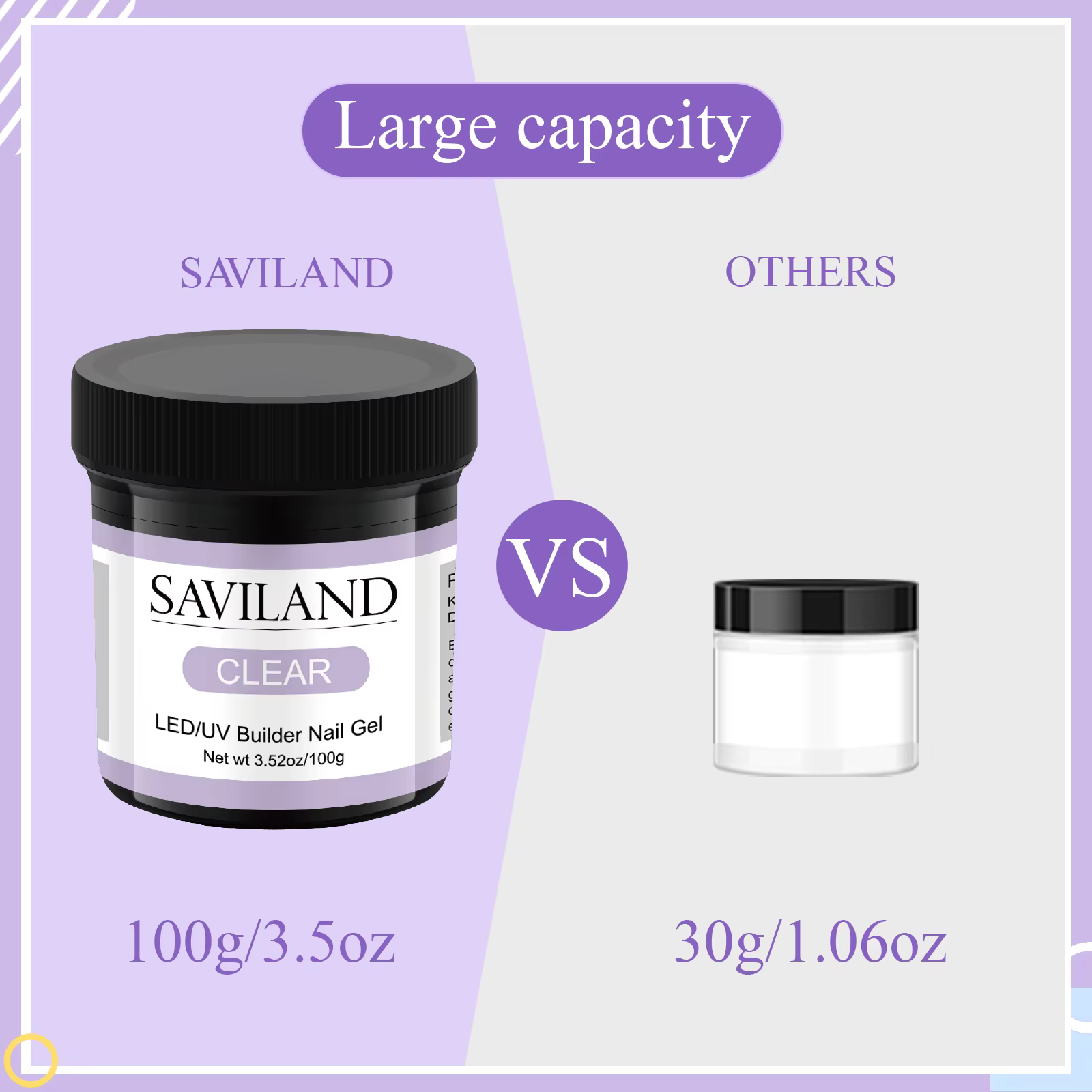 Saviland Gel de Construction Transparent 100g (3.5oz) en Bouteille pour Extension d'Ongles