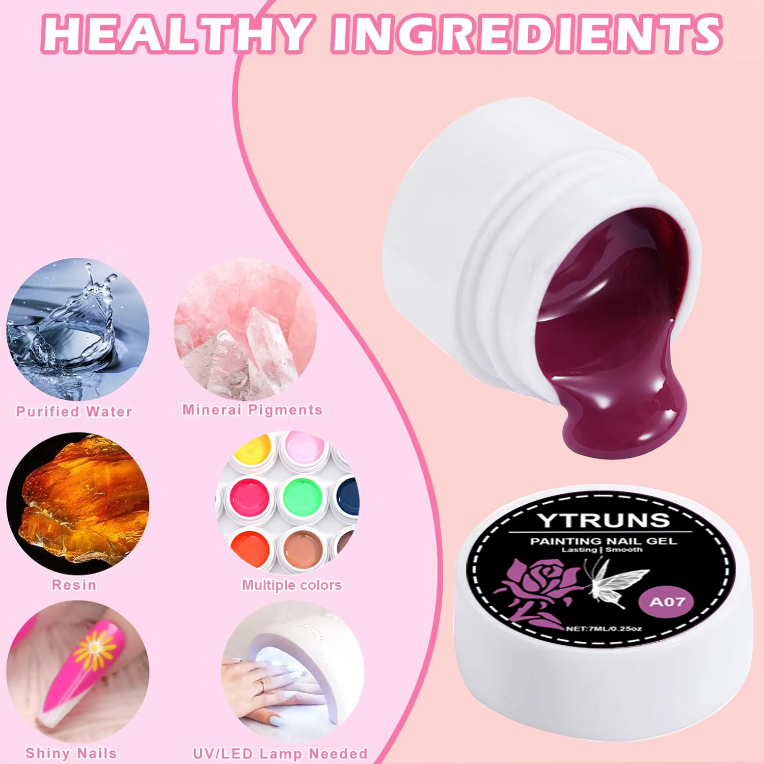 Kit d'art d'ongle de revêtement de gel de 36 couleurs