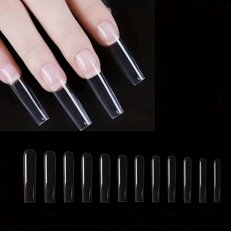 Patchs pour ongles rectangulaires extra longs à couverture complète 240 pièces faux