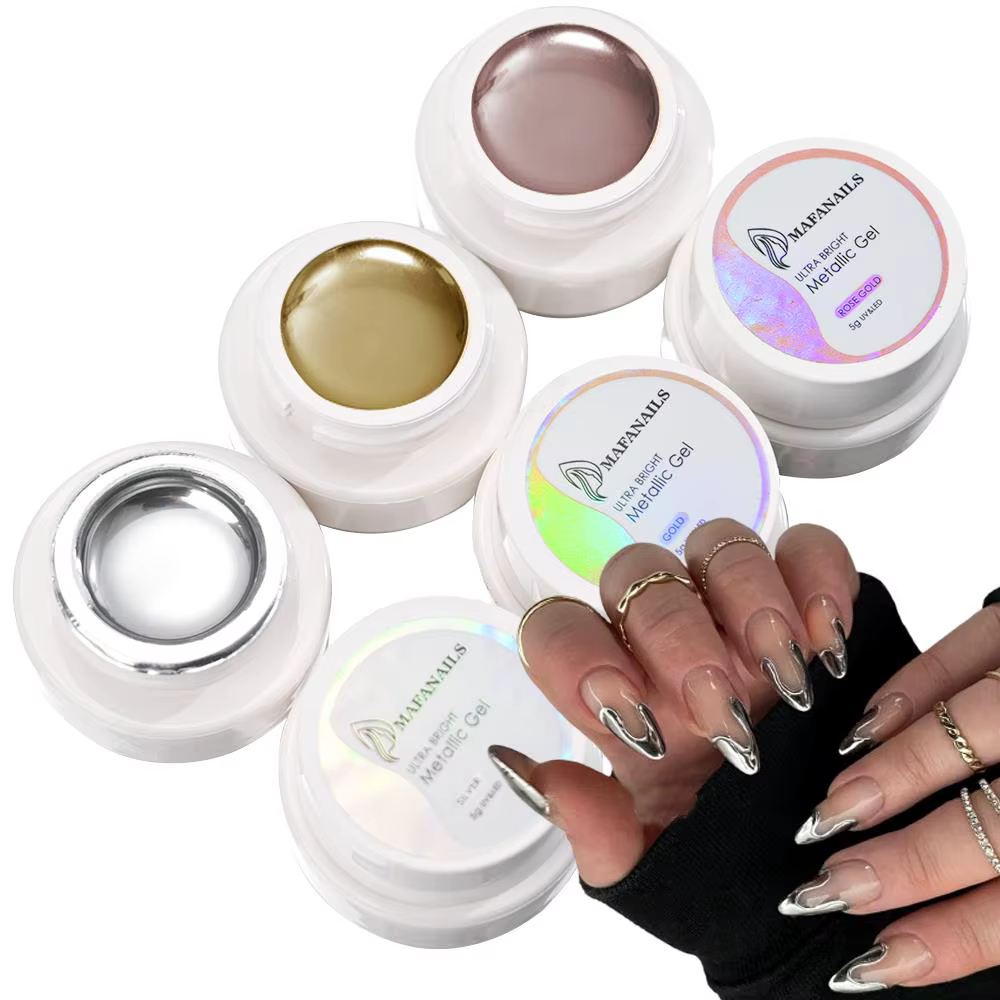 1PC Vernis à ongles effet miroir métallique or/argent/or rose