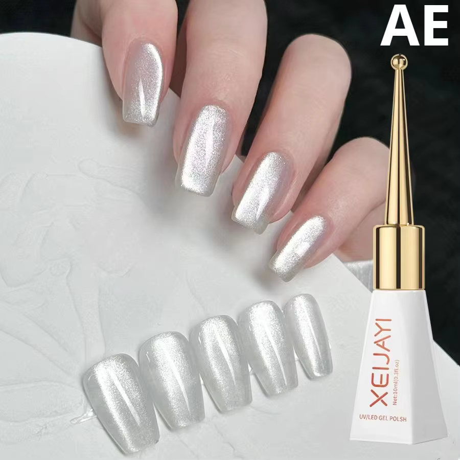 XEIJAYI perle de verre scintillante Gel oeil de chat vernis à ongles Gel magnétique réfléchissant couleur nue uv
