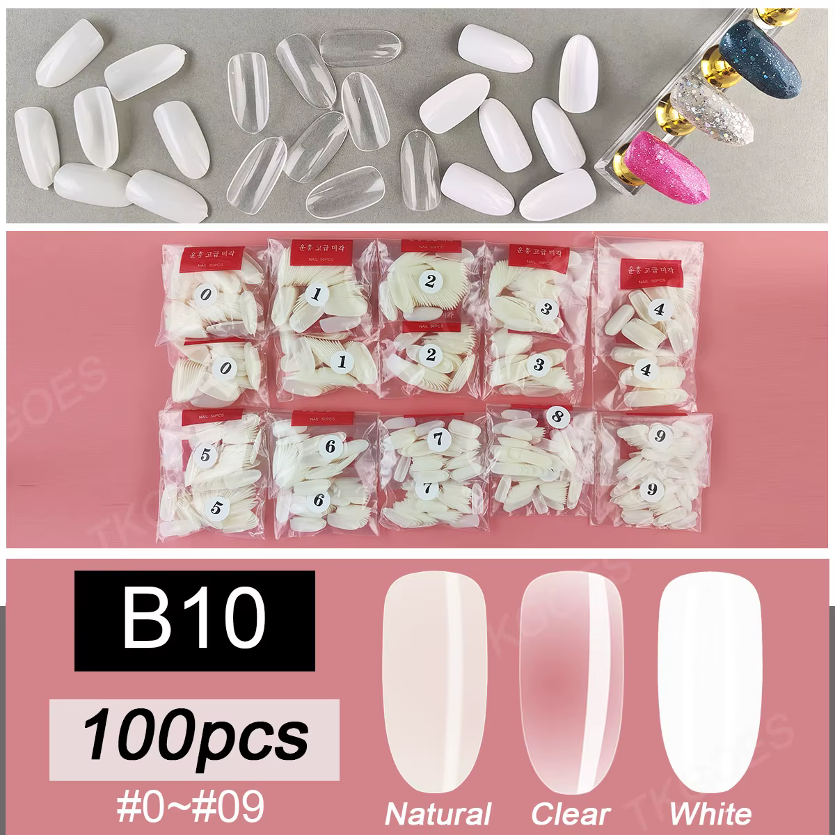 B10 faux ongles de couleur blanche
