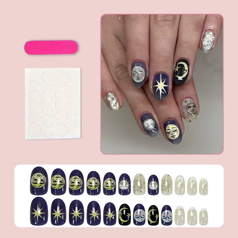 24 pièces d'ongles artificiels ovales haut de gamme