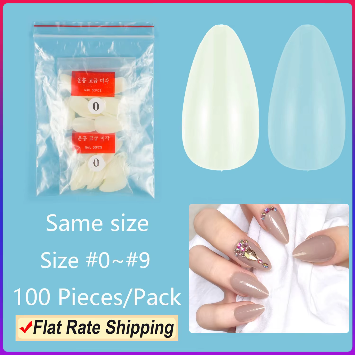 Amande 100 pièces de faux ongles