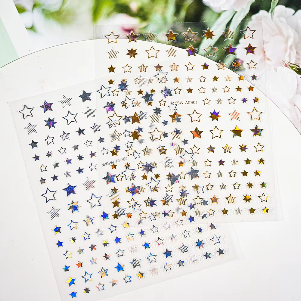 Ensemble d'autocollants étoiles 3D pour Nail Art