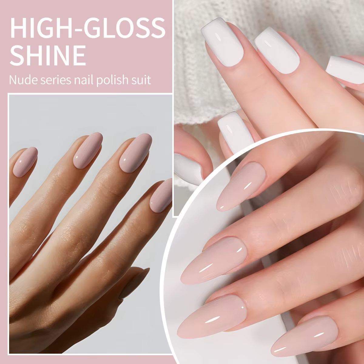 Ensemble de vernis à ongles en gel rose nude
