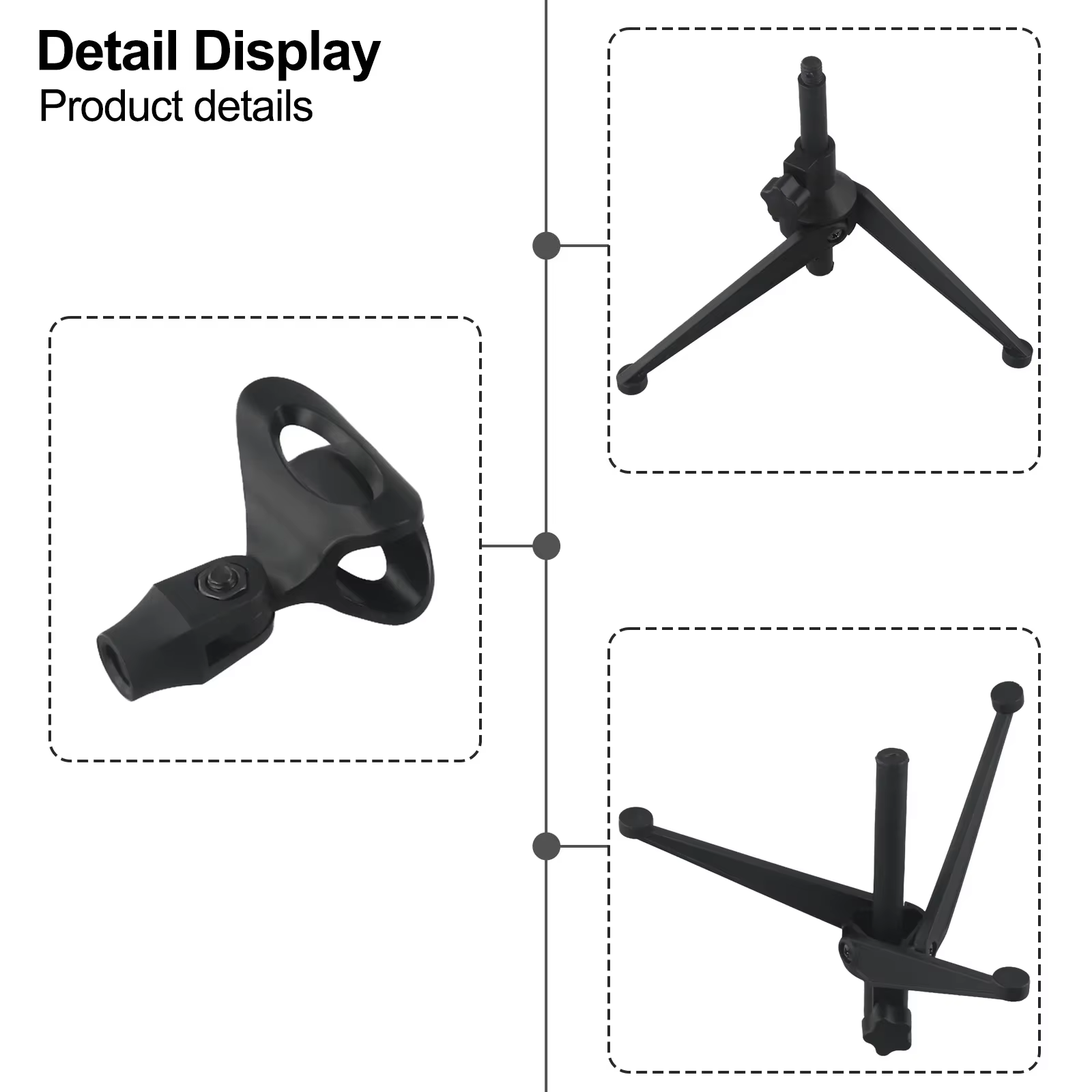 Supports de microphone réglables, trépieds de bureau, mini support de table portable, support de clip de micro, support d'invite léger
