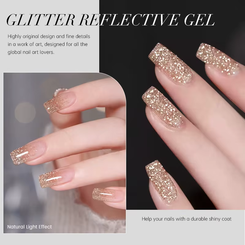 UR SUGAR 15ml Champagne or argent réfléchissant paillettes Gel vernis à ongles