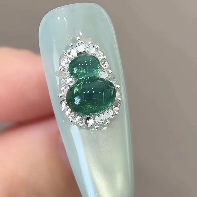 1 pièce Zhaocai Hulu Moule à ongles en silicone spécial haute transparence à relief 3D pour décoration DIY de nail art avec boucle de sécurité