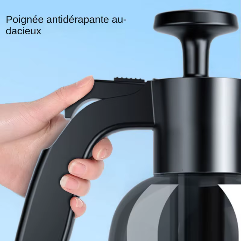 Pulvérisateur de mousse à pompe à main avec 3 types de buses, canon à mousse pneumatique à main, pulvérisateur de mousse de neige, bouteille de lavage de voiture, fenêtre de voiture, livres, 2L