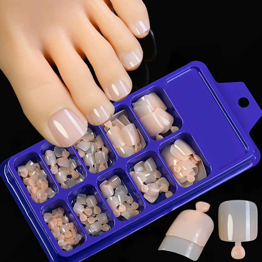 120 pièces nu rose court carré presse sur les ongles naturel-couleur unie Gel doux faux