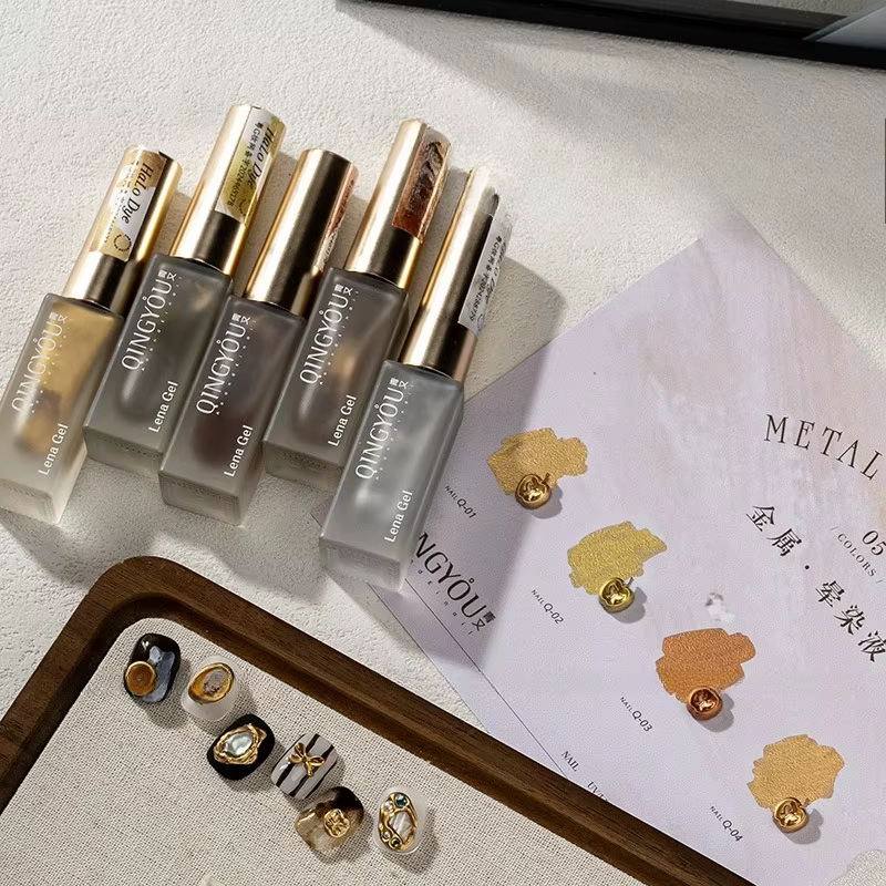 TPO FREE 10ml Encre Aquarelle Effet Marbre Métallique Séchage à l'Air Effet Éclatant Vernis Gel Ongles Effet Fleurissement Manucure 5 Couleurs