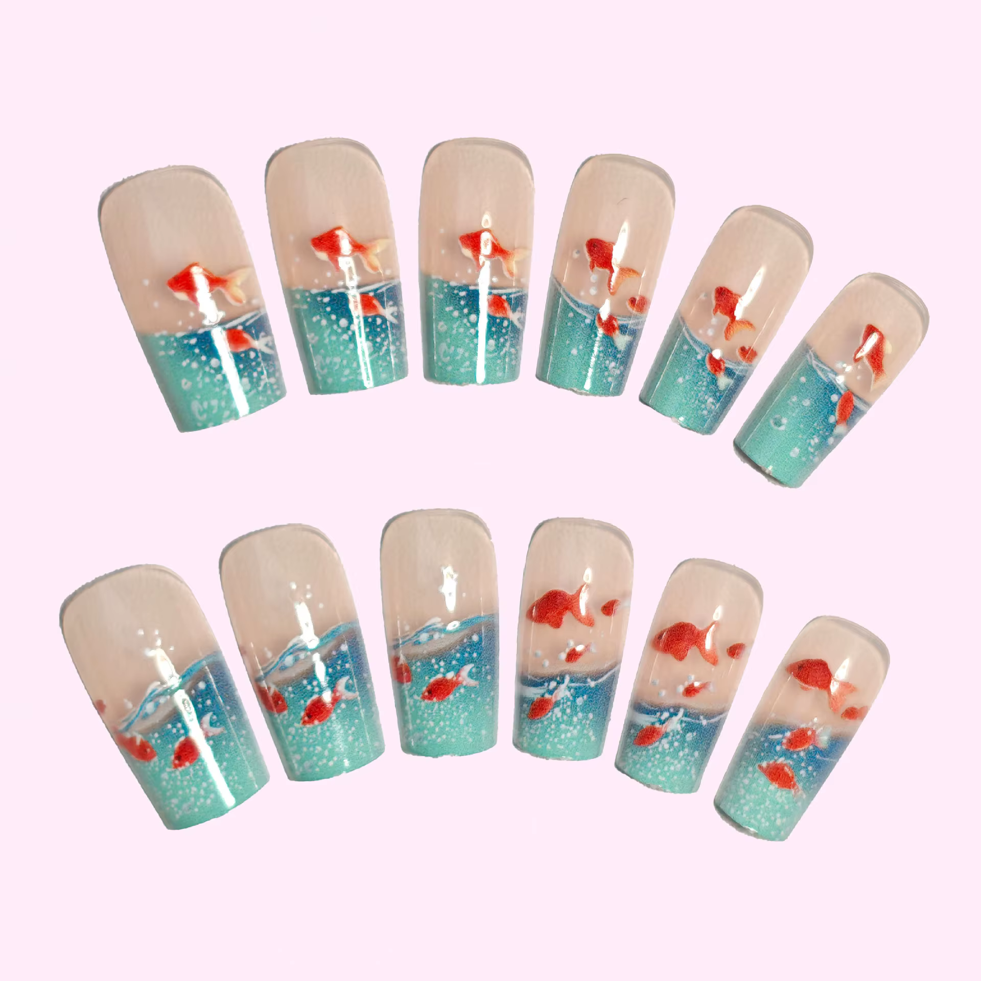 Faux ongles carrés mi-longs pour femmes