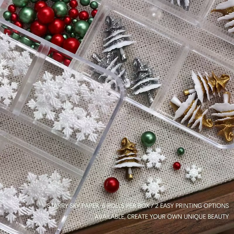 6 grilles/boîte de perles de noël rouge/vert