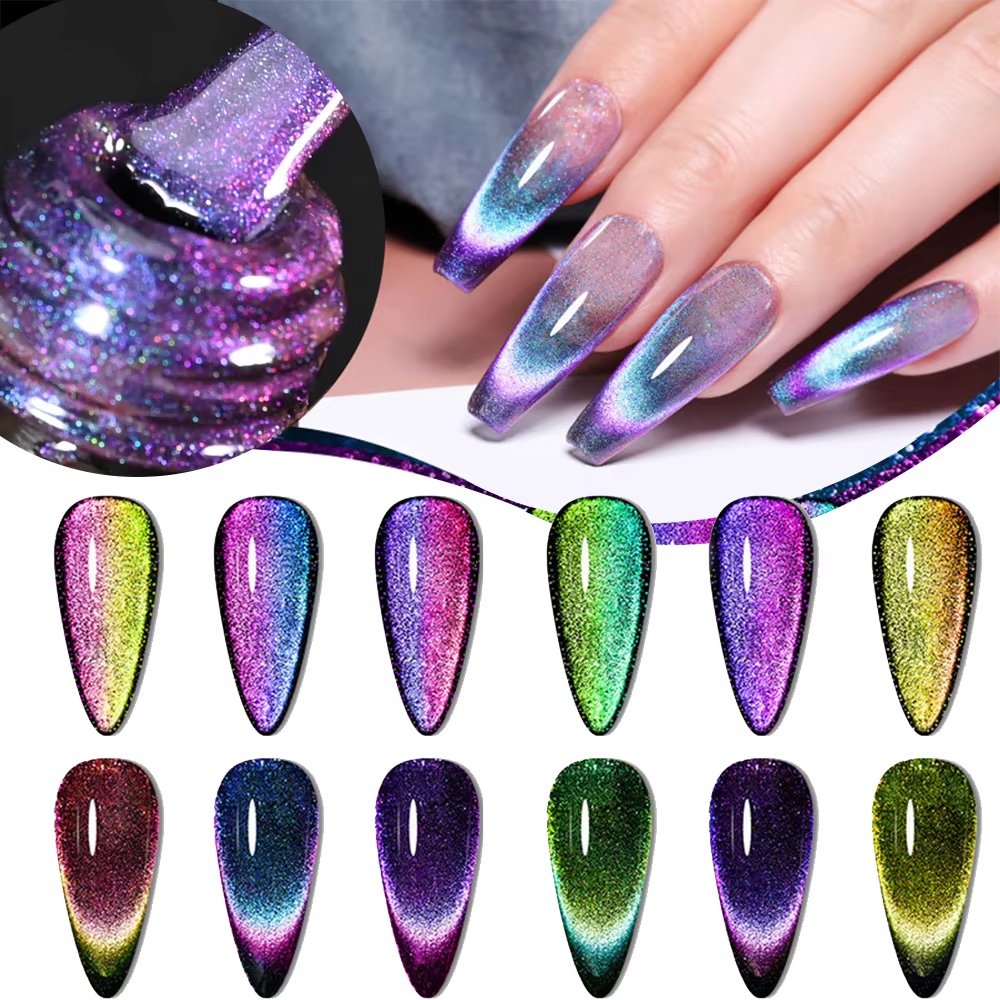 Verhéritage à ongles magnétique chat arc-en-ciel