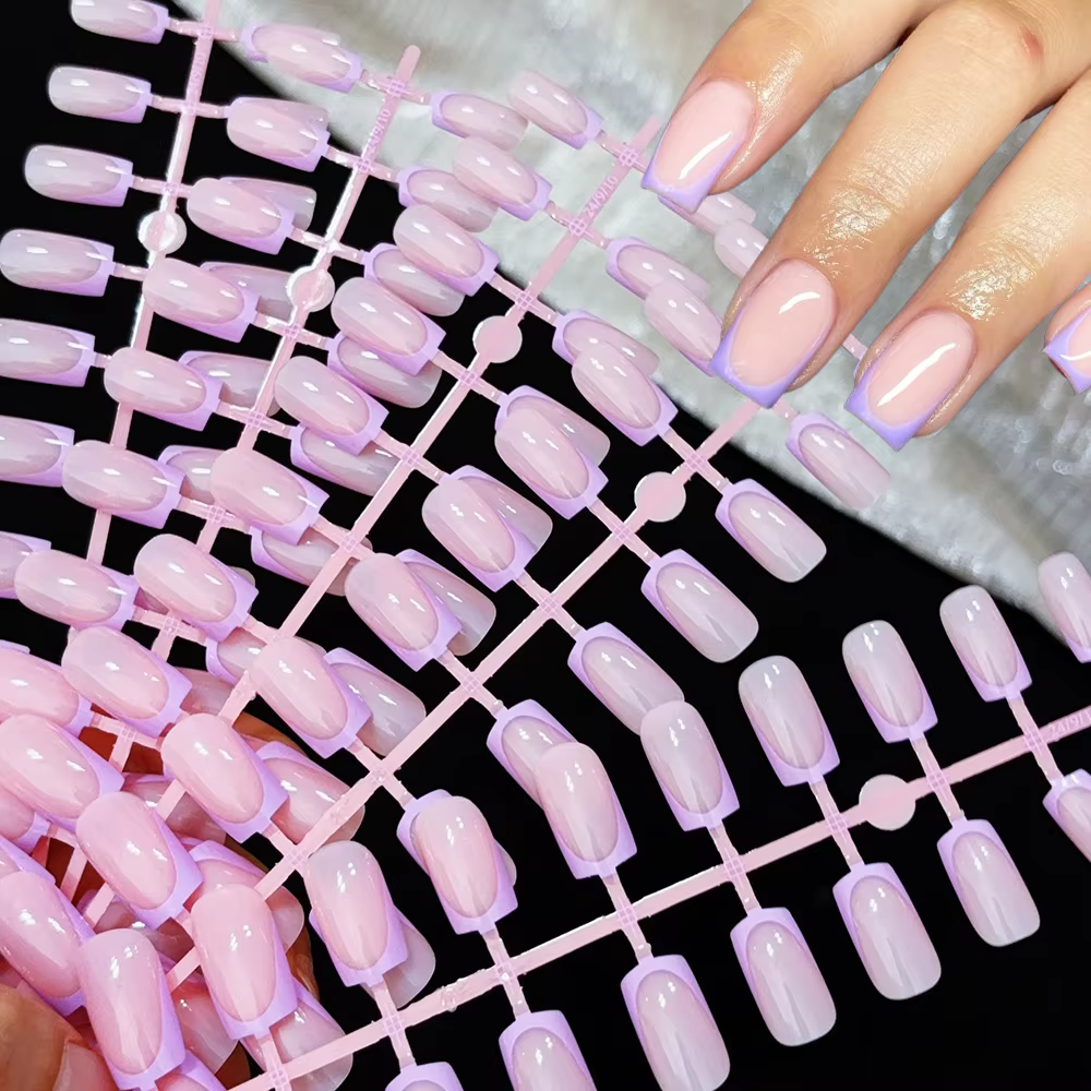 120 faux ongles simples et colorés à bordure française