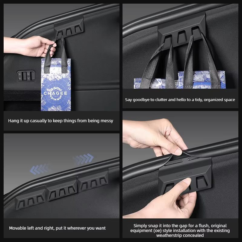 Accessoires pour Tesla Model Y L Juniper 2026 : Crochets de rangement latéraux pour coffre arrière, crochets muraux YL pour sacs d'épicerie et vêtements