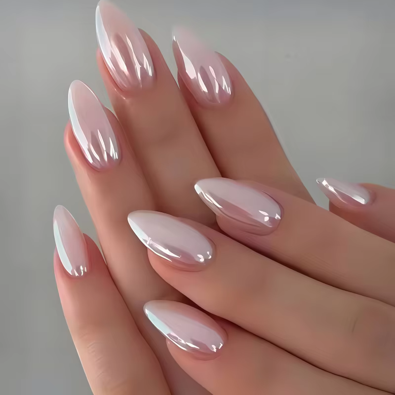 24 faux ongles classiques minimalistes à pointe longue