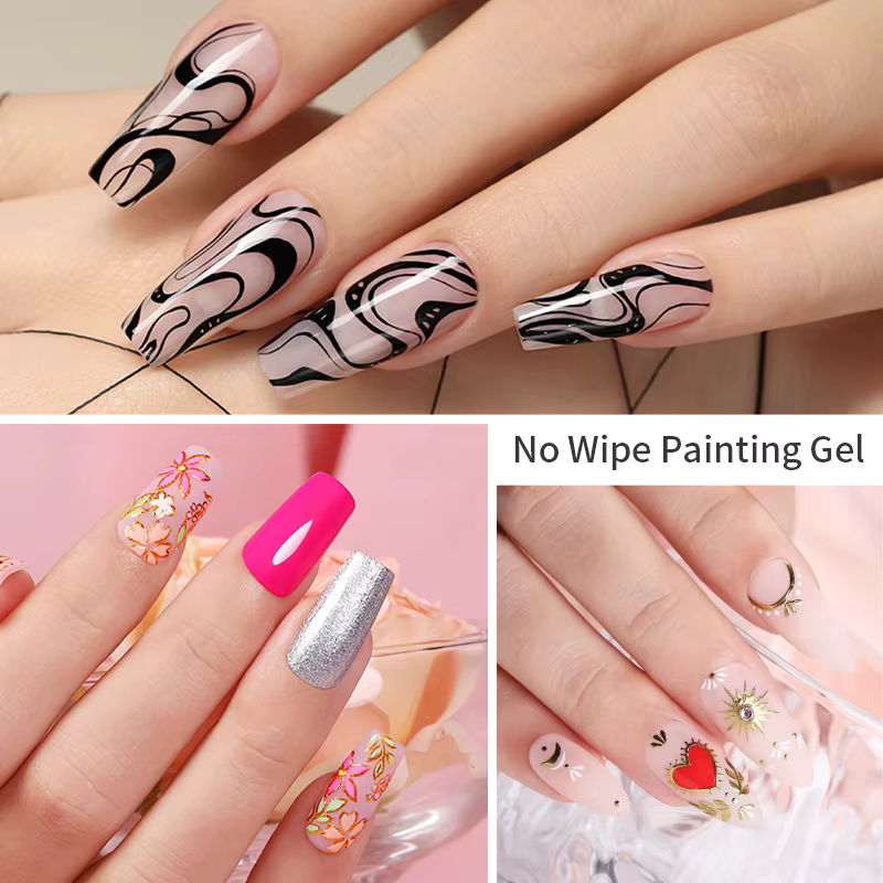 AWStorG 5g 4 en 1 sans lingette peinture Gel vernis pas fluide noir blanc couleur