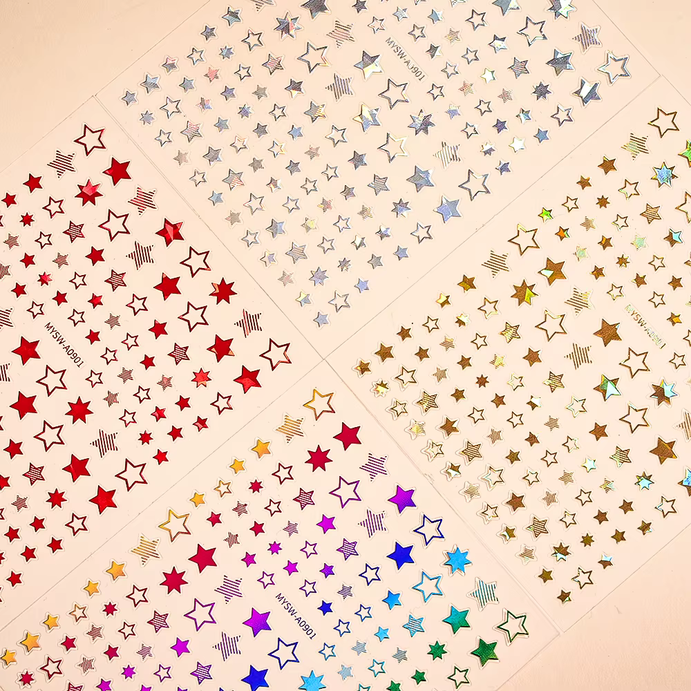 Ensemble d'autocollants étoiles 3D pour Nail Art