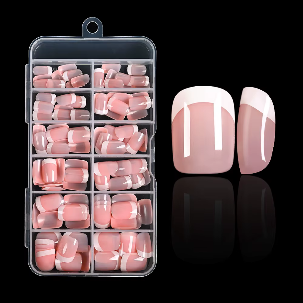 120 pièces rose français court carré faux ongles 12 tailles couverture complète presse