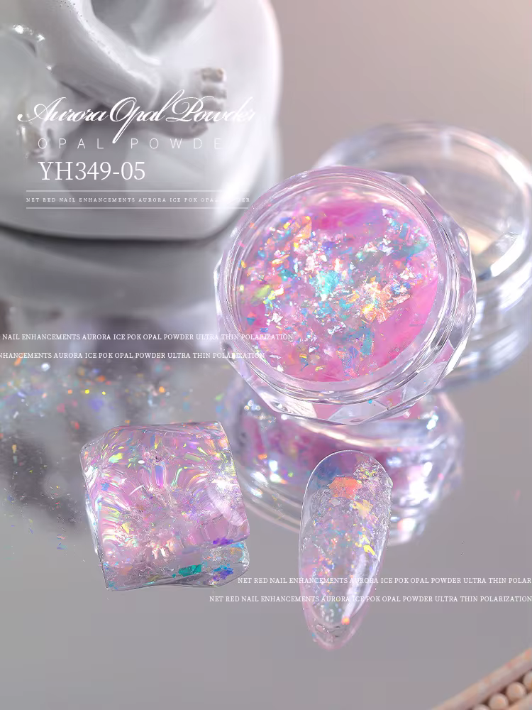 4 pièces rose/bleu/or fantôme Aurora Nail Art rêveur nuage brocart ongles paillettes poudre Super fée