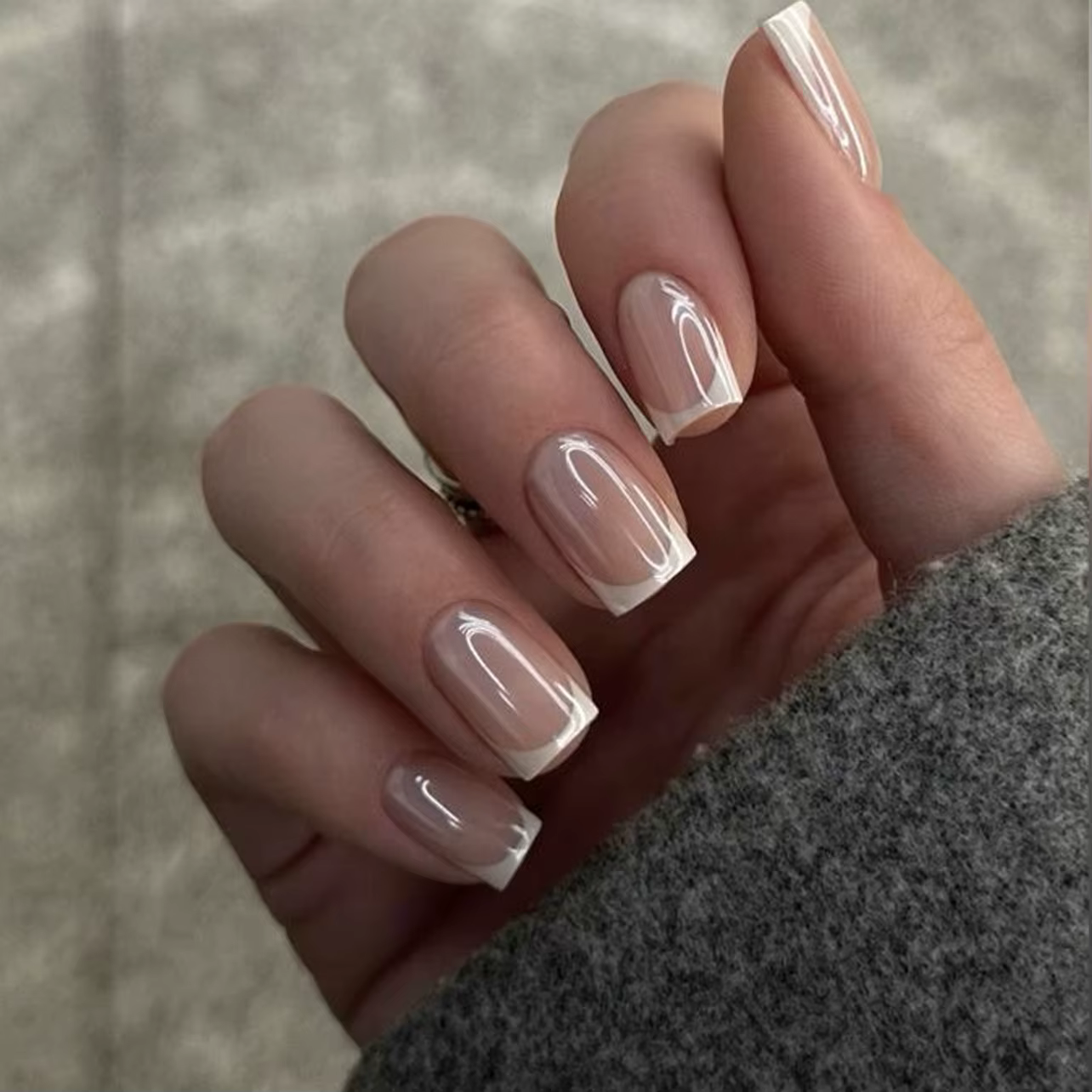 Faux ongles français en acrylique à couverture complète pour filles