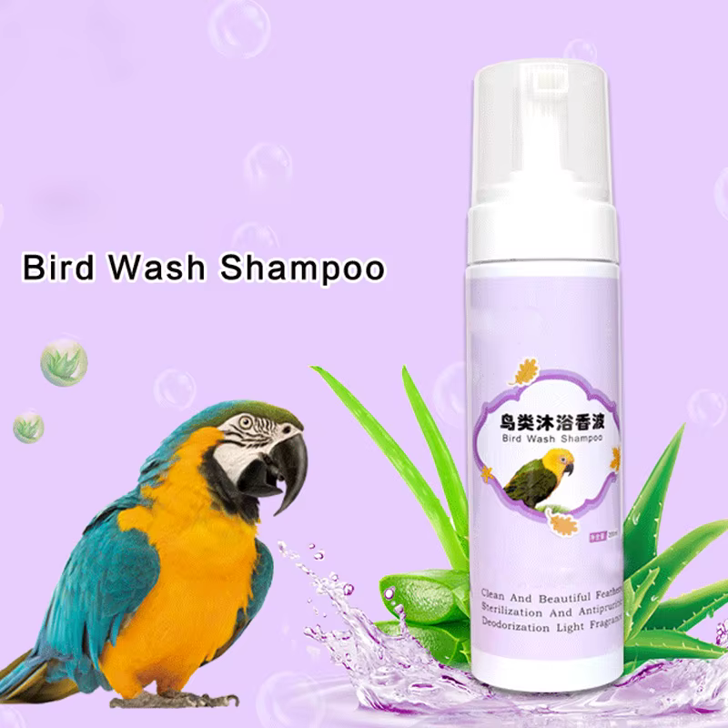 Shampoing douche pour oiseaux, calopsitte, cacatoès, perroquets, Gel douche, élimine les odeurs de poussière de plumes, plumes lumineuses, empêche les mordre les plumes