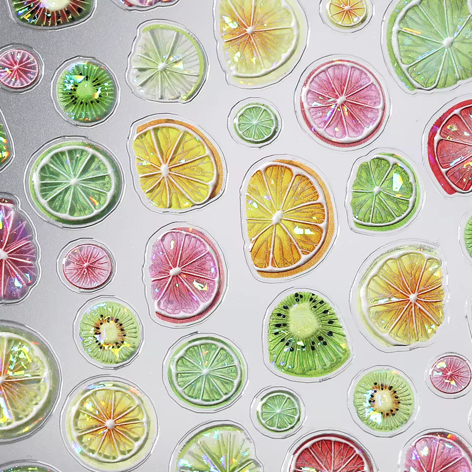 2 autocollants pour ongles en gelée aux fruits tropicaux