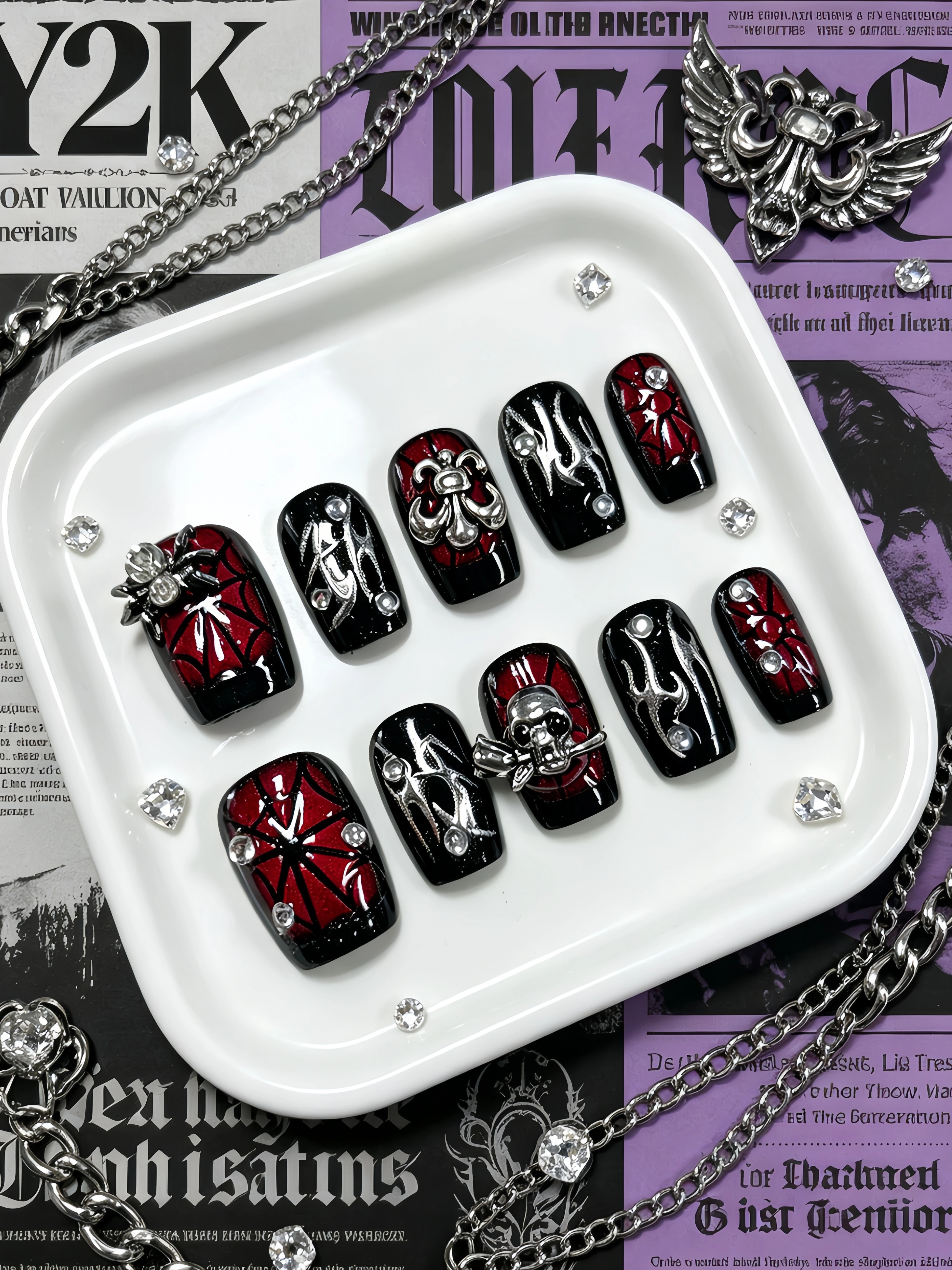 10 ongles courts de forme carrée