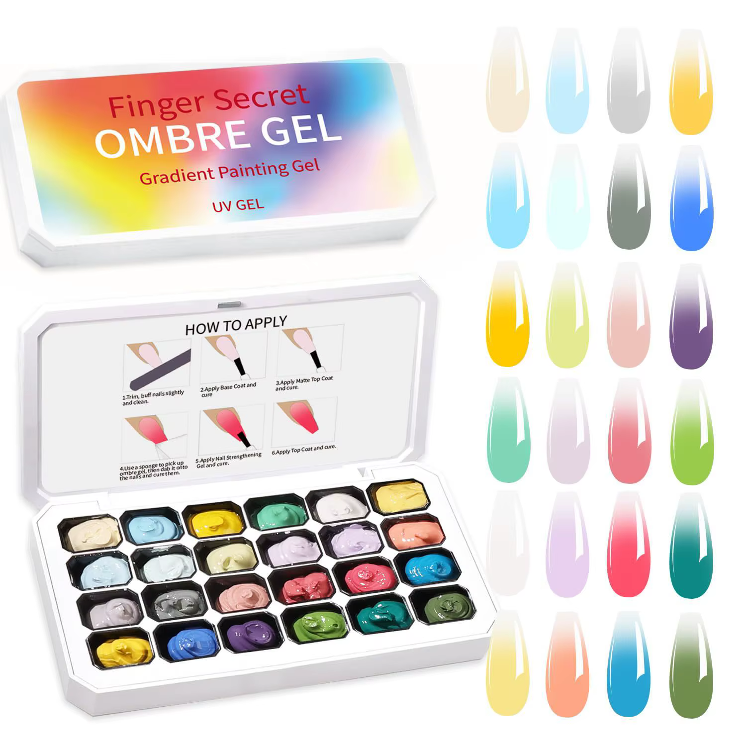 Gel de peinture dégradé 24 couleurs pour nail art