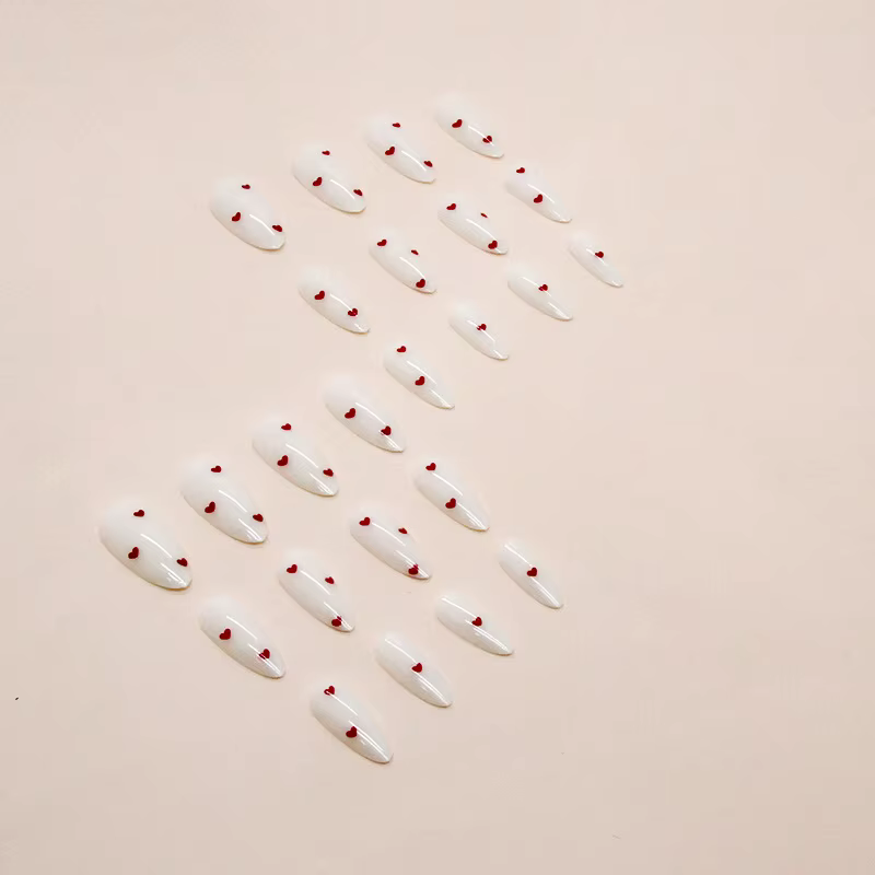 24 pièces-ongles faux amande blanche