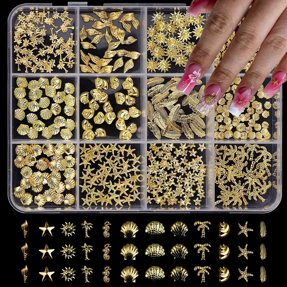12 Formes Mixtes de Clous Métalliques pour Nail Art
