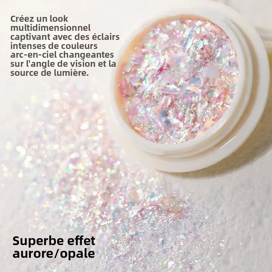 Flocons d'opale de clair de lune Aurora Chrome paillettes holographiques Nail Art poudre brillante effet dégradé de rêve pour ongles en Gel