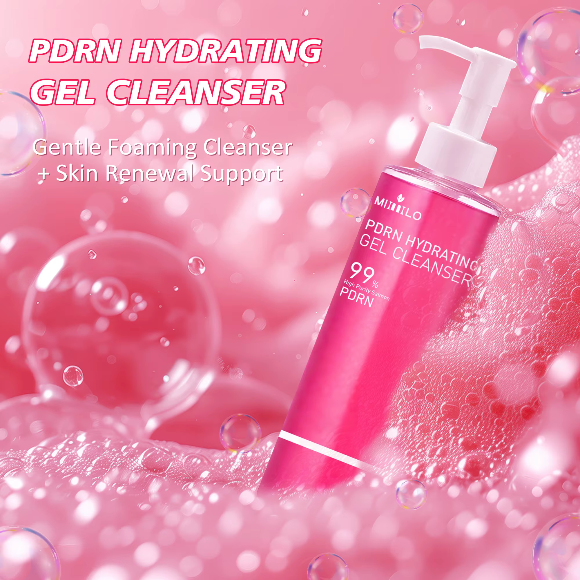 Gel nettoyant en mousse rose saumon DNA PDRN