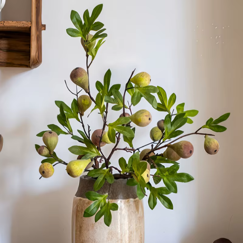 Branche de fausse figue avec fruit, 33.86 pouces, parfaite pour la décoration de salle de fête, fleurs artificielles, décoration de mariage intérieure et extérieure