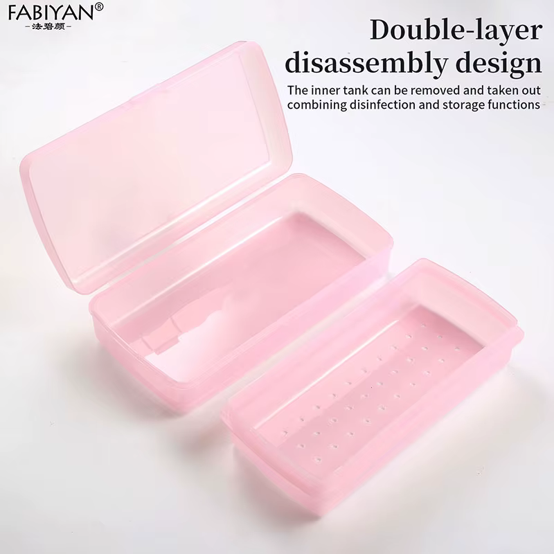 Outils de manucure boîte de désinfection Double couche conception détachable plateau de stérilisation des ongles