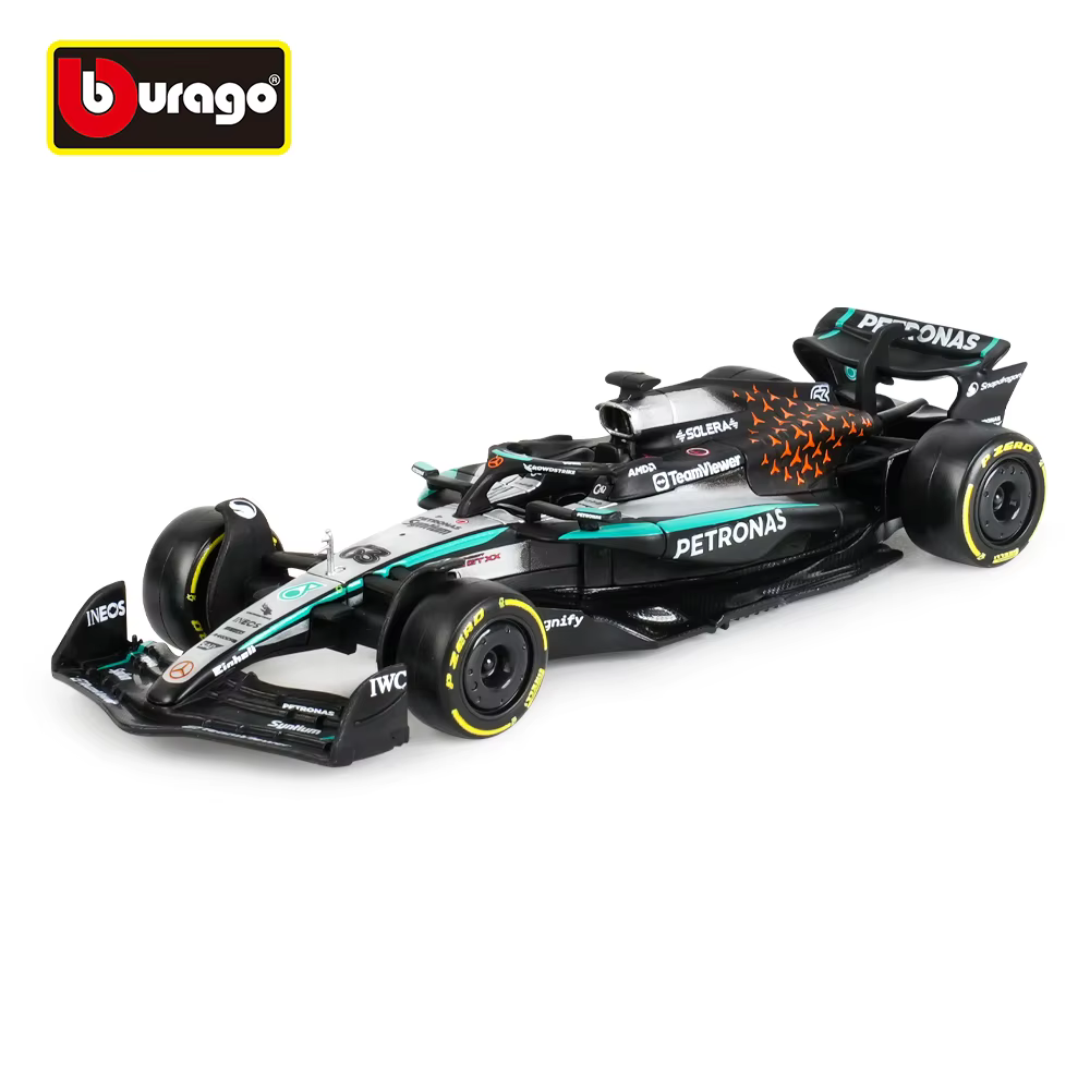 Bburago 1:43 Mercedes-AMG 2025 W16 E Performance # 63 # 12 voitures de Formule 1 britanniques en métal moulé sous pression, modèles de collection, jouets de course