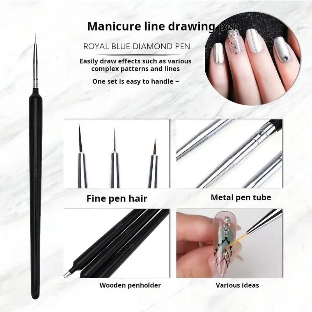 LULAA – ensemble de 3 pinceaux pour nail art